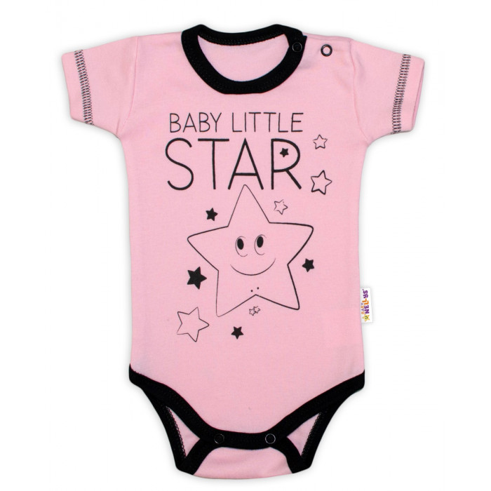 Body krátky rukáv Baby Nellys, Baby Little Star - ružové, veľ. 62