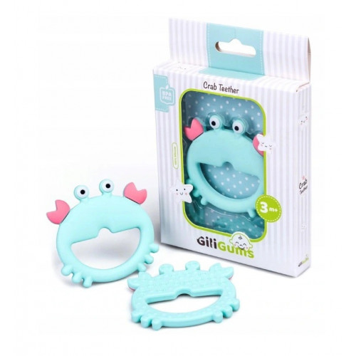 GiliGums Detské hryzátko Crab Bracelet Teether, 3m+, 1 ks, matový