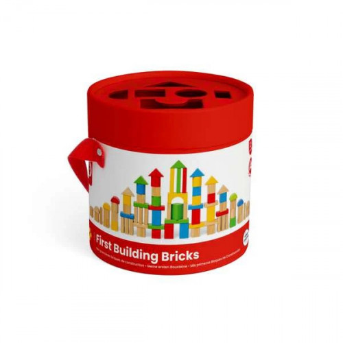 Bigjigs Toys Prvé drevené kocky a vkladačka v bubienku
