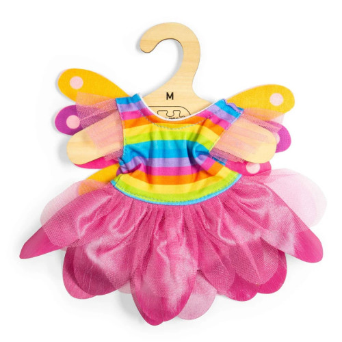 Bigjigs Toys Dúhové šaty víly s krídlami pre bábiku 34 cm