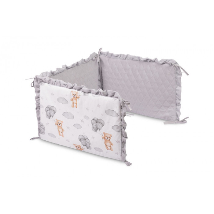 Mantinel do postieľky, mušelín 180x40cm (3x60x40cm) - Medvedík šedý