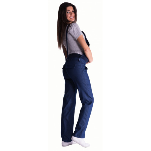 Be MaaMaa Tehotenské nohavice s trakmi - tmavý jeans