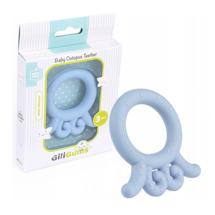 GiliGums Detské hryzátko Baby Octopus Teether, 3m+, sv. modrá, 1 ks