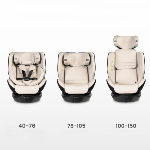Autosedačka Lumi i-Size 40-150 cm, Isofix, 360 °, rastová, od 0m + do 12 rokov - sv. šedá