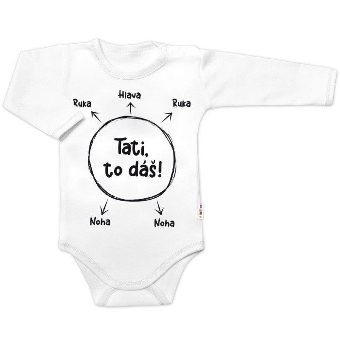 Body dlhý rukáv s vtipným textom Baby Nellys, Tati, to dáš! - biele, veľ. 62