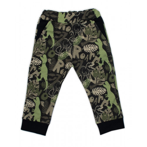 Štýlová bavlnená tepláková súprava G-baby, Dino - khaki/čierna, veľ. 86