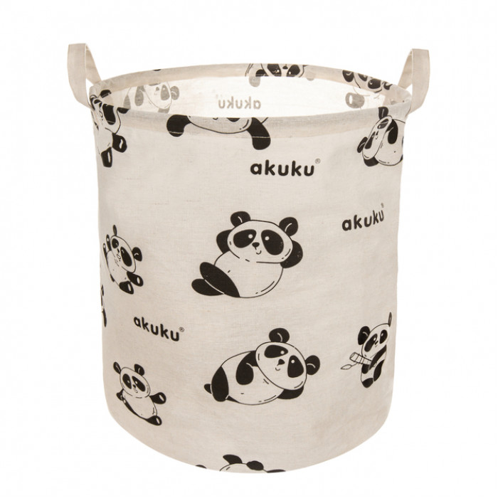 Kôš na hračky, uzatvárateľný, bavlna, Panda - béžový, 43L