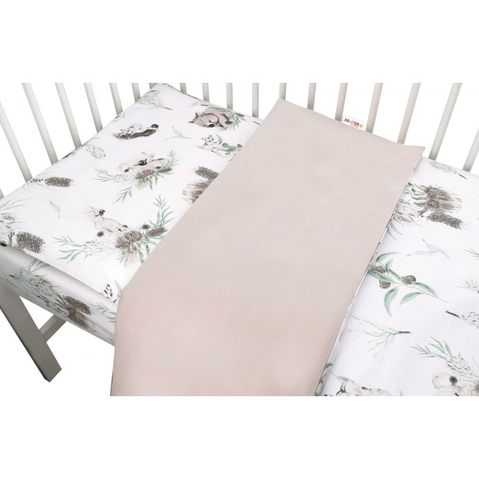 Baby Nellys 2-dielne obliečky, bavlna/velvet - Exotika - béžová, biela