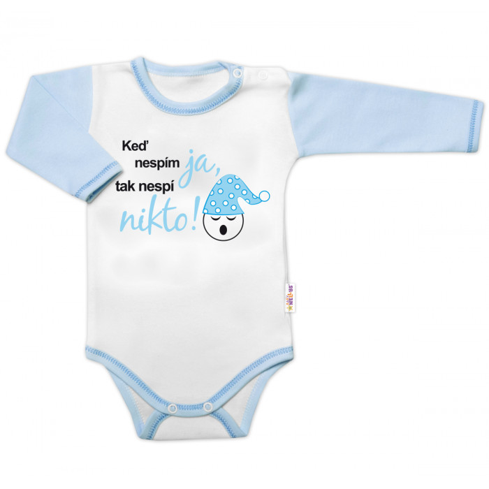 Body dlhý rukáv s vtipným textom Baby Nellys, Keď nespím ja, tak nespí nikto, kluk