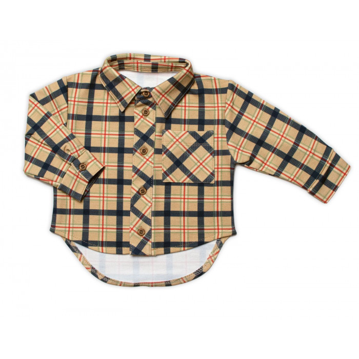 Detská košeľa MROFI dl. rukáv s predĺženým zadným dielom, Kuba - béžová, veľ. 80