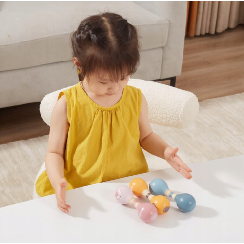 Viga Toys Drevená dvojitá rumba guľa, Liška - ružová