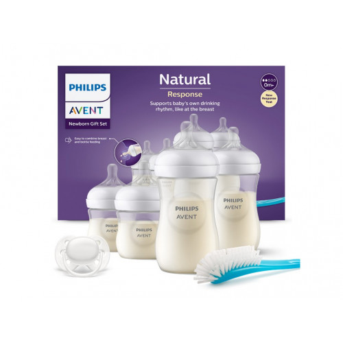 Dojčenské fľaštičky, štartovacia sada Natural Avent, 260ml x 2, 125ml x 2, cumlík + kesvět