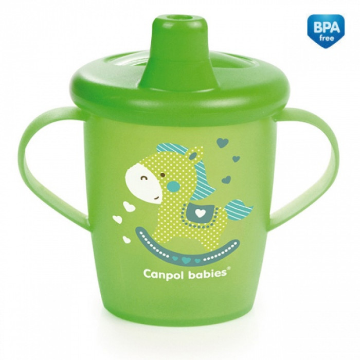 Nevylévací hrnček Canpol Babies Anywayup TOYS - zelený, 250 ml