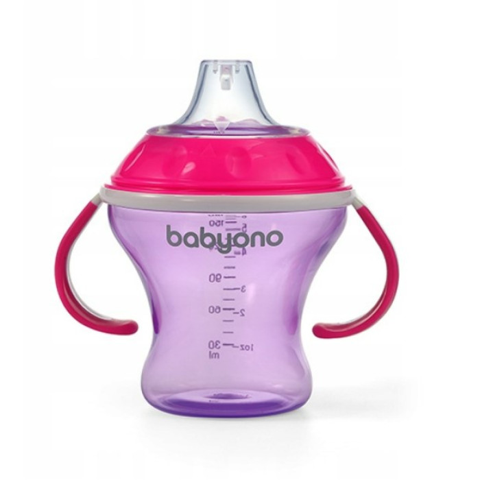Nekvapkajúci hrnček s mäkkým náustkom BabyOno - lila/ružová
