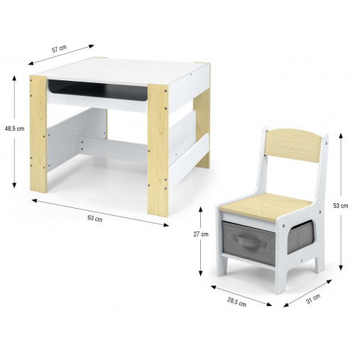 Sada nábytku pre deti - biela, prírodná