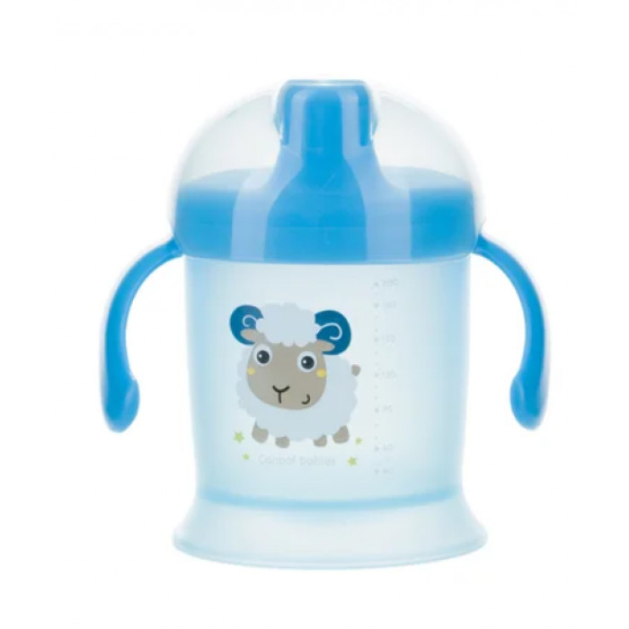 Detský hrnček s pítkom, 200 ml nepretekajúci, modrý