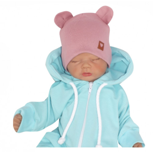 Z & Z Dvojvrstvová bavlnená čiapočka LOVE TEDDY, lila, veľ. 68/74