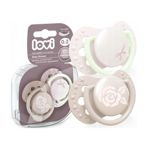 Lovi Silikónové dynamické cumlíky 0-2m Baby Shower Girl - růžové