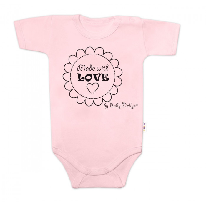 Body krátky rukáv Baby Nellys, Made with love, ružové, veľ. 62