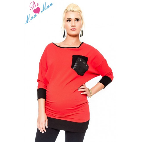 Be MaaMaa Tehotenská mikina MIA - červená, vel. L/XL