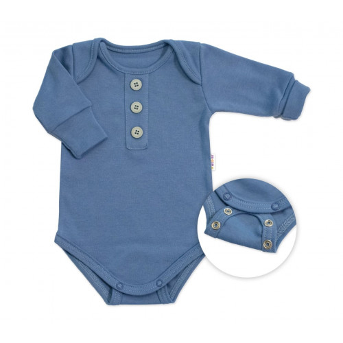 Rastúce body NATURE, dlhý rukáv s gombíkmi, bavlna, jeans, 56/62