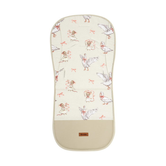 Mušelínová obojstranná vložka do kočíka 40 x 80 cm Goose and Mouse, sivá, béžová