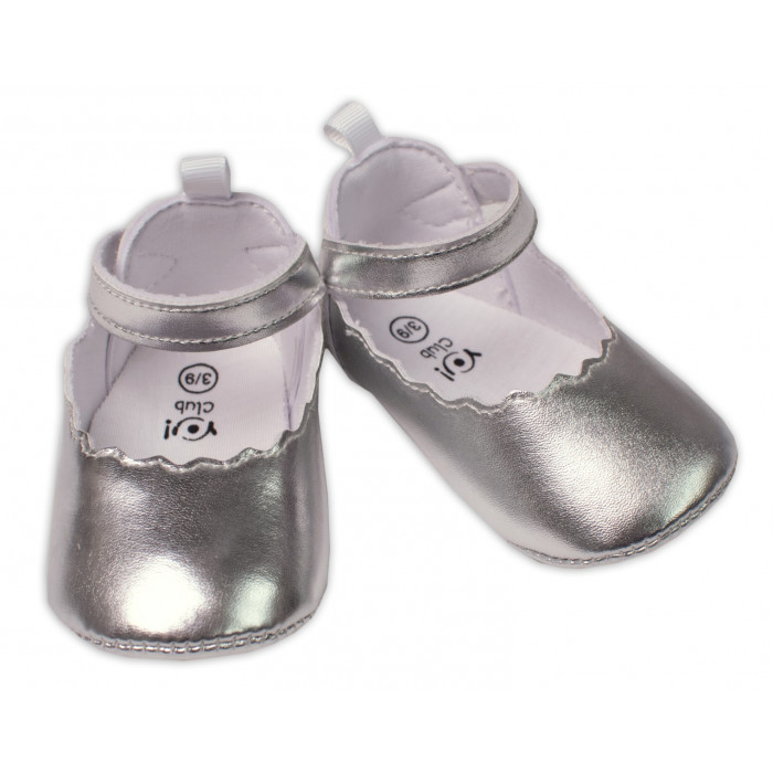 Dojčenské capáčky, balerínky YO! na suchý zips, strieborné, veľ. 9-15 m