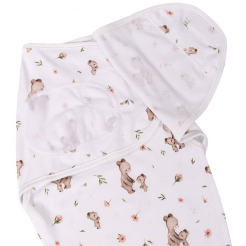Bavlnený zavinovací vak, zavinovačka Mommy Bear, biela/hnedá