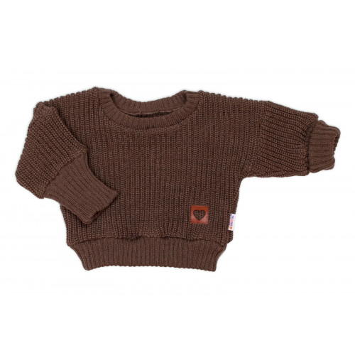 Rastúci oversize pletený svetrík pre bábätko, hnědý, 68/74