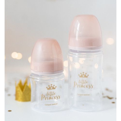 Darčeková sada Little Princess Canpol Babies 0-6m, fľaštička, cumlíky, retiazka + taška