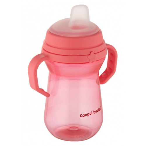 Nevylievací hrnček Canpol Babies s mäkkým náustkom, ružový, 250 ml