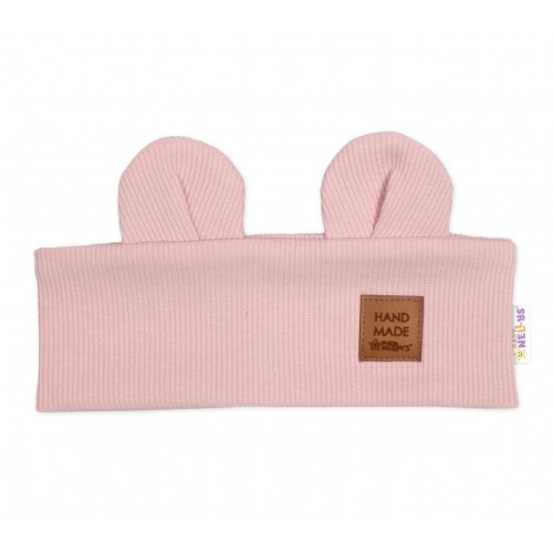 Čelenka Teddy s uškami pre deti Hand Made - pudrovo ružová, 4-8 rokov