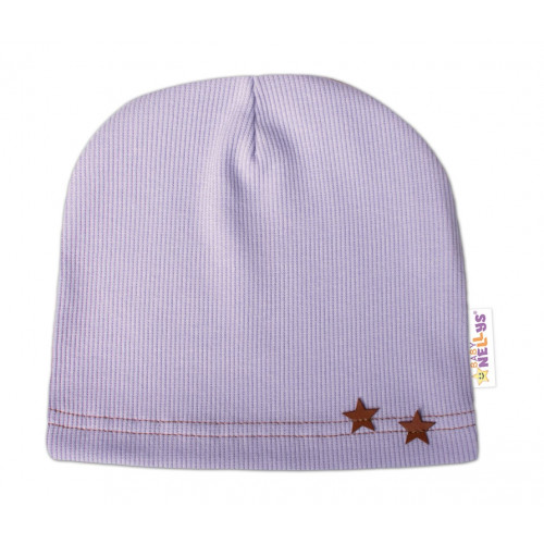 Baby Nellys Rebrovaná čiapka Hviezdičky - lila, veľ. 92/98