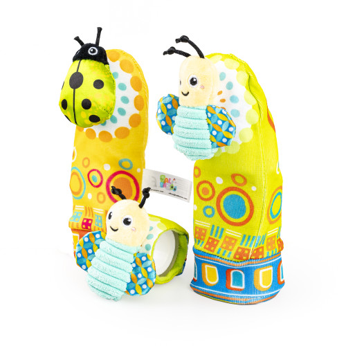 Senzorické ponožky a náramok s chrastítkom pre bábätko