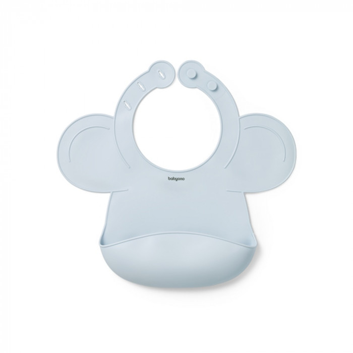 Silikónový podbradník s regulovaným zapínaním a vreckom, modrý