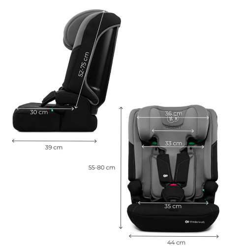 Autosedačka Kinderkraft I-COMFY 3v1 i-Size 76–150 cm (9–36 kg) sivá