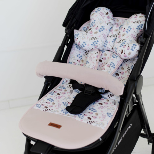 Obojstranná vložka do kočíka, velvet, bavlna, Větvičky, béžové