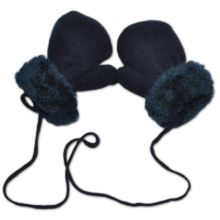 YO! Zimné detské rukavice s kožušinou - šnúrkou YO-granát/granátová kožušina, veľ. 110