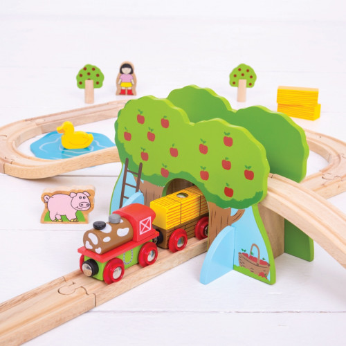 Bigjigs Rail Drevená vláčikodráha farma