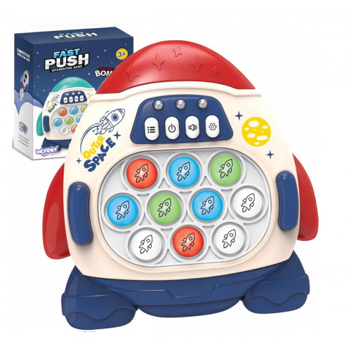 Elektronická šikovnosť/antistresová hra Pop-it, Raketa, červená