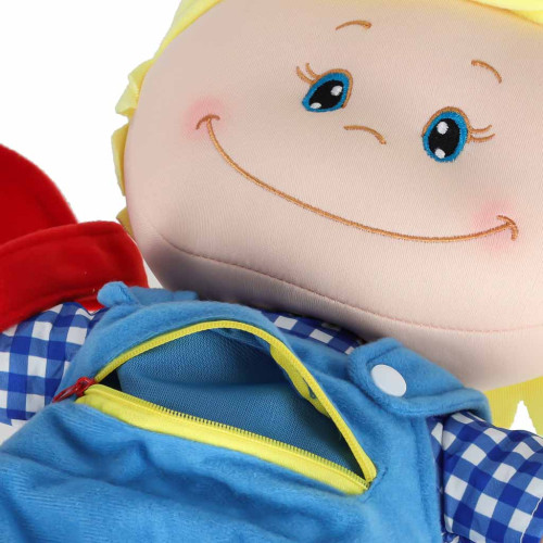 Montessori látková bábika Maxík – senzorická maznavá bábika, 46cm, XXL