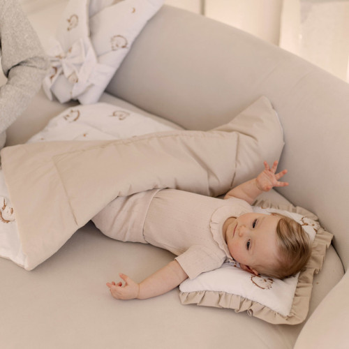 Set do postieľky Jednorožci. bavlnený 75 × 95 cm + vankúšik 25 × 35 cm, béžová