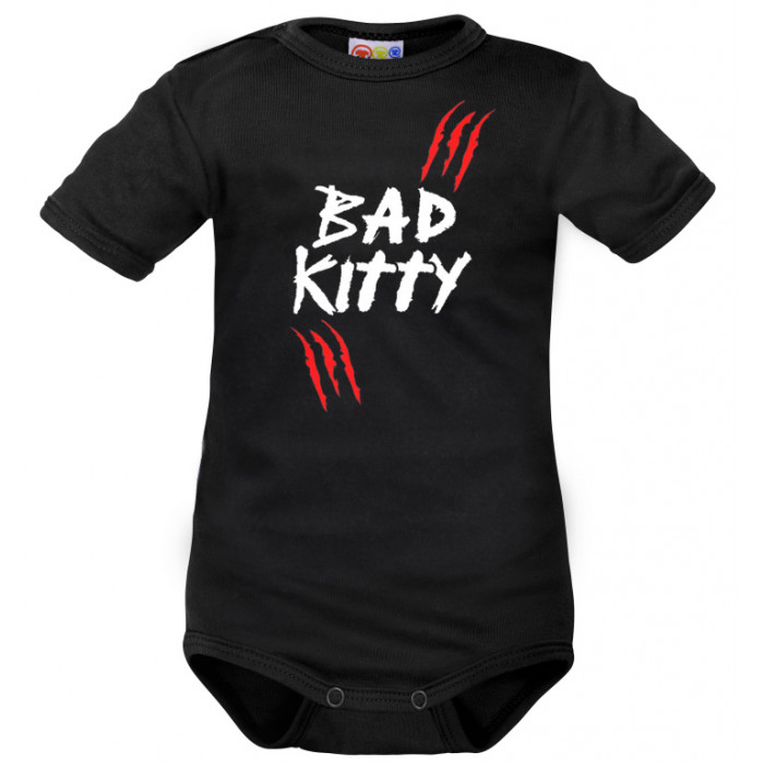 Body krátký rukáv Dejna Bad Kitty  - čierne, veľ. 80
