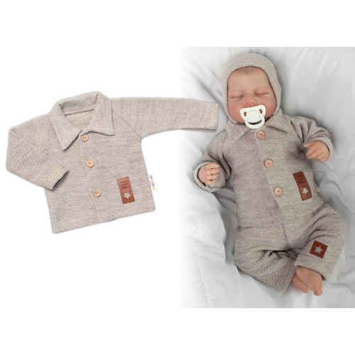 Pletený svetrík s gombíkmi Boy, Baby Nellys, béžový, veľ. 62