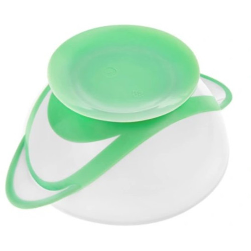 Akuku Prísavná miska s lyžičkou 300 ml, biela/zelená