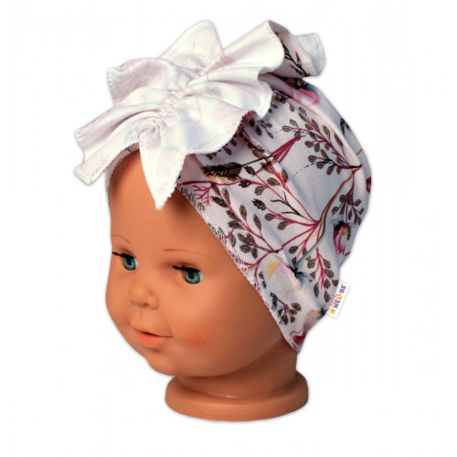 BABY NELLYS Detská čelenka Turban Motýliky, ružová, veľ. 2 - 3 roky