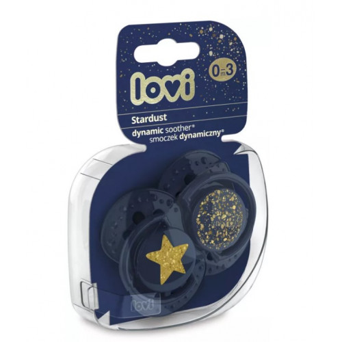 Lovi Silikónové dynamické cumlíky 3-6m, Stardust - modré