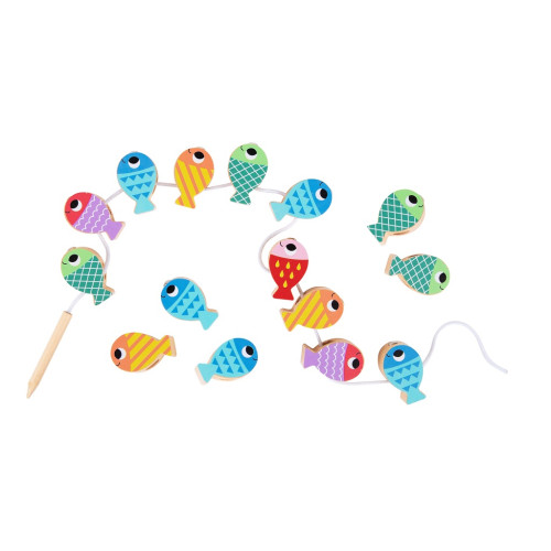 2Kids Toys Motorická hra 3v1 Veľryba – rybárčenie, navliekanie, triedenie, cert. drevo, 3+