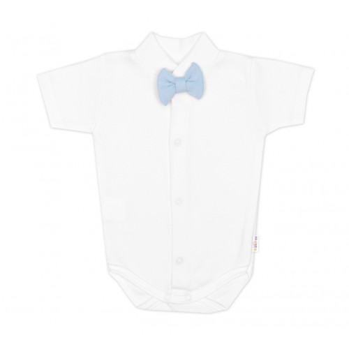 Bavlnená súprava Gentleman 3D, body kr. rukáv, polodupačky s lacnom + čiapočka,modrá/biela