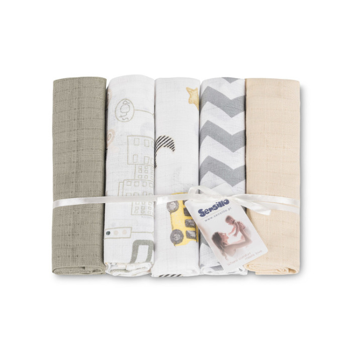 Tetra plienky Basic 70×80 cm Cars beige - sada 5 ks, 100% bavlna